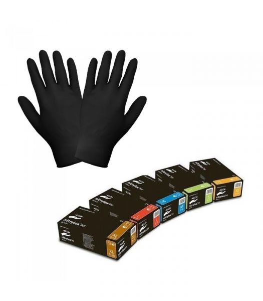 Рукавички разові нітрілові чорні NITRYLEX 100 шт S,M,L,XL
