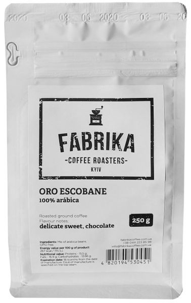 Кава мелена FABRIKA ORO ESCOBANE 100% Arabica 250 г