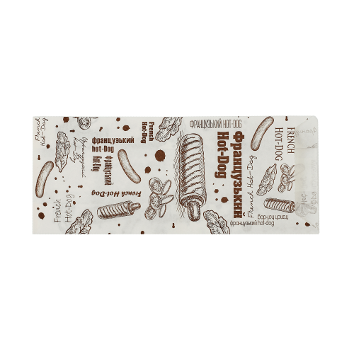 Упаковка паперова для французських хот-догів 170*72*35 мм 40г/м2 МАЛЮНОК