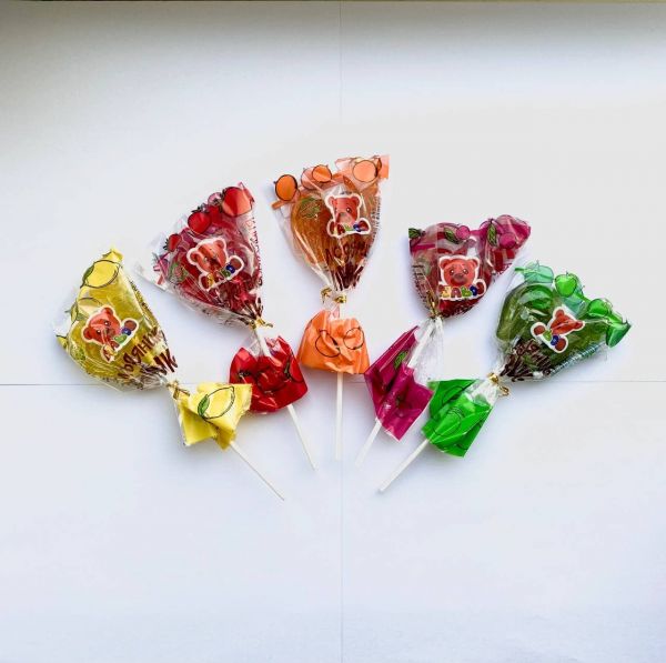 Льодяник Півник в асортименті (полуниця, вишня, яблуко, лимон, малина, апельсин) 18г/30шт