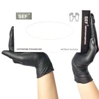 Рукавички разові нітрілові текстуровані неприпудрені SEF 100 шт чорні M