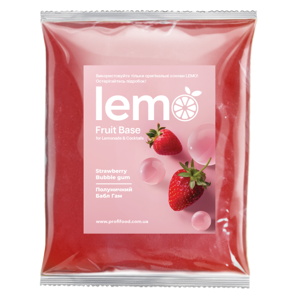 Концентрат для лимонаду та чаю LEMO Полуничний Бабл Гам 1 кг
