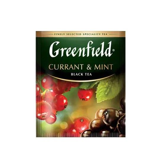 Чай фруктовий пакетований Greenfield Currant & Mint 100 шт Смородина та м'ята