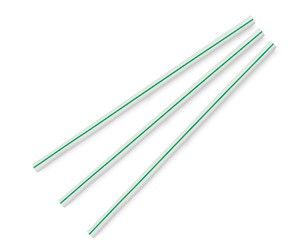 Трубочка біла Jumbo з зеленою смугою h=210 мм d=7 мм з ecovio 500 шт