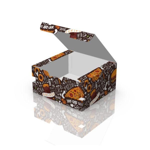 Упаковка картонна снек бокс для їжі МАКСІ ТЕМНА 100 шт