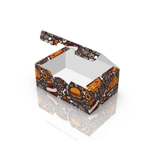 Упаковка картонна снек бокс для їжи МІНІ ТЕМНА 100 шт