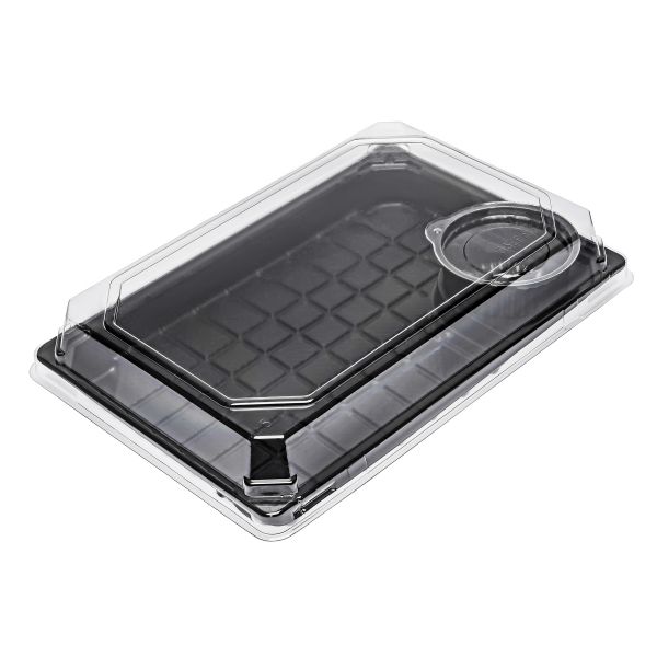 Контейнер з кришкою д/суші з відділенням д/соусника 500+600 мл ЧОРНИЙ