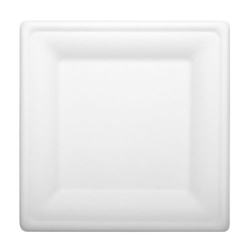 Тарілка одноразова з цукрової тростини квадратна 20*20 см 50 шт біла Pap Star
