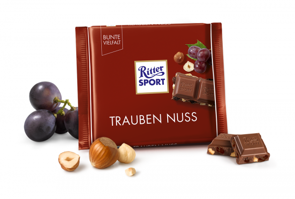Шоколад RITTER SPORT Trauben Nuss з родзинками та фундуком 100 г