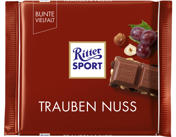 Шоколад RITTER SPORT Trauben Nuss з родзинками та фундуком 100 г