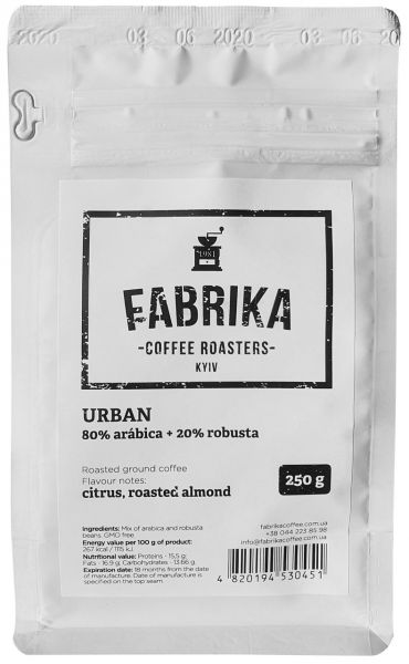 Кава мелена FABRIKA URBAN 80/20 250 г