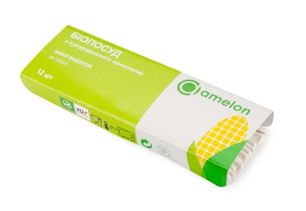 Виделка БІО Amelon 17 см з кукурудзяного крохмалю 12 шт